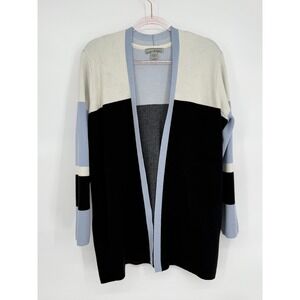 By Design Color Block Open Front Long Sleeve Cardigan Sweater Women's Size L
